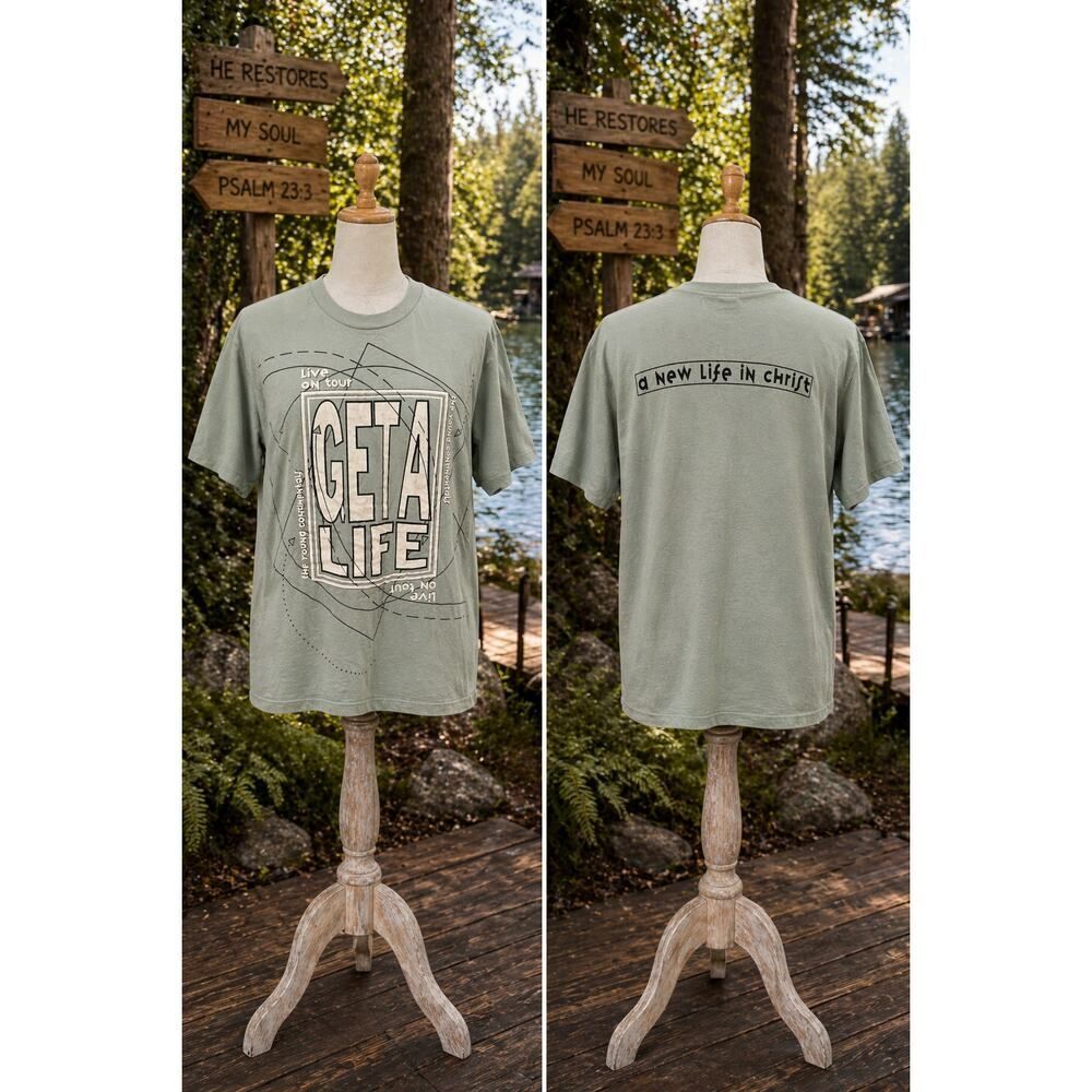 Vintage Hanes Get A Life Christian Tee USA Made 50/50 Size L